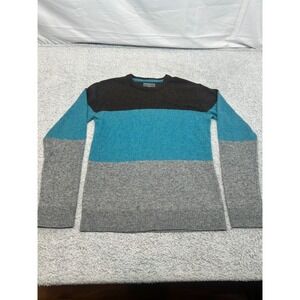 Aeropostale Men's Sweater M Colorblock Wool Blend Aqua Gray Speckled Knit Crew‎